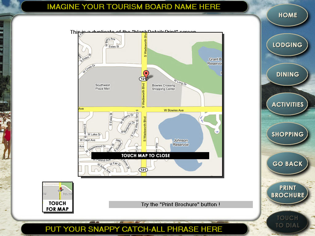 Tourism Kiosk 'Touch for Map' Template